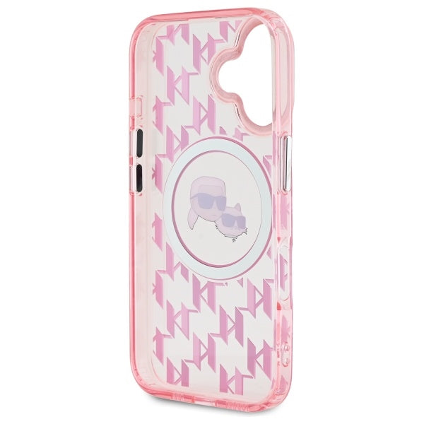 Θήκη MagSafe για Apple iPhone 16, Karl Lagerfeld, IML Monogram Karl & Choupette's Heads, Ροζ