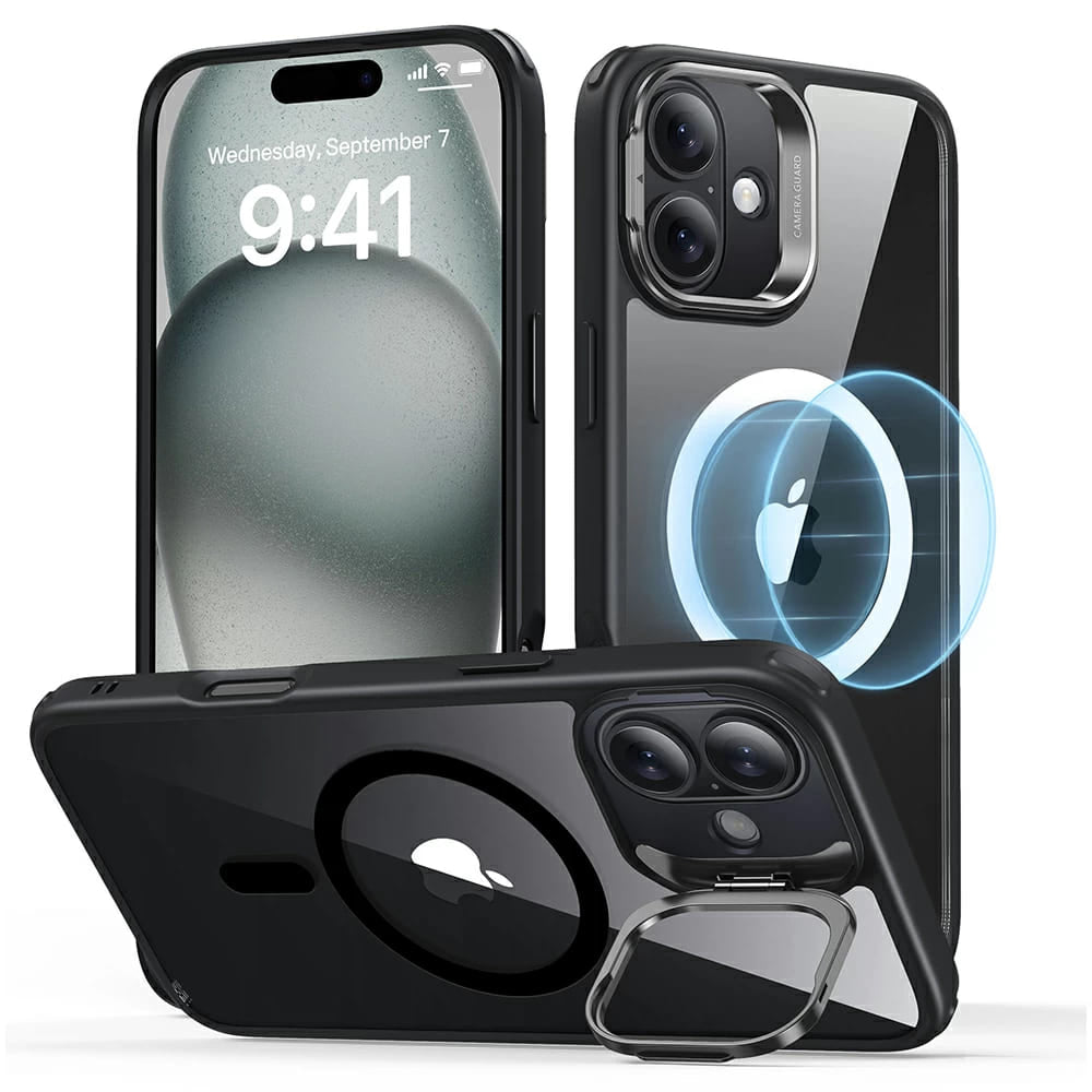 Θήκη MagSafe για Apple iPhone 16 Plus, ESR, Classic Hybrid Kickstand, Διάφανη Μαύρη