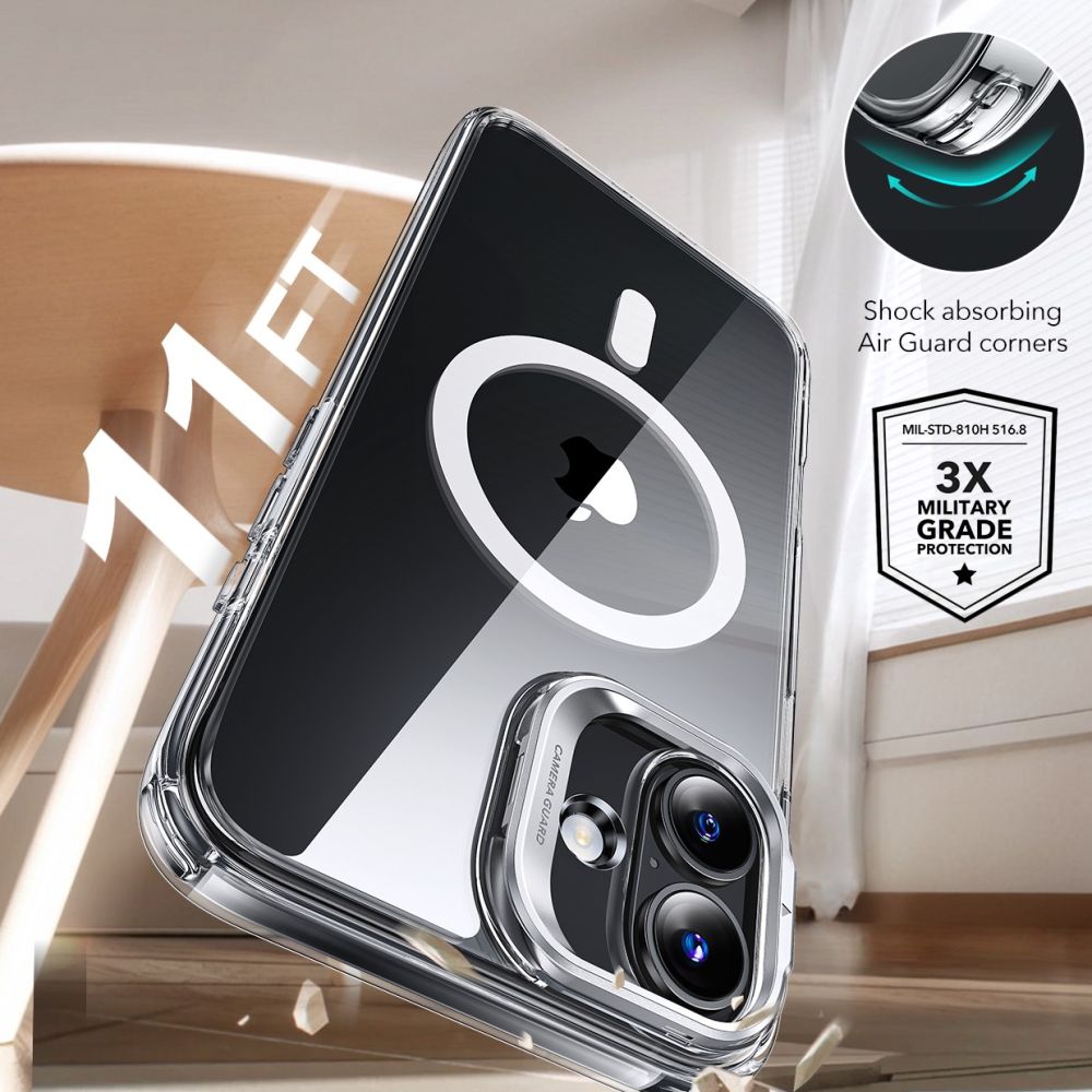 Θήκη MagSafe για Apple iPhone 16 Plus, ESR, Classic Hybrid Kickstand με Προστατευτικό Οθόνης, Διάφανη