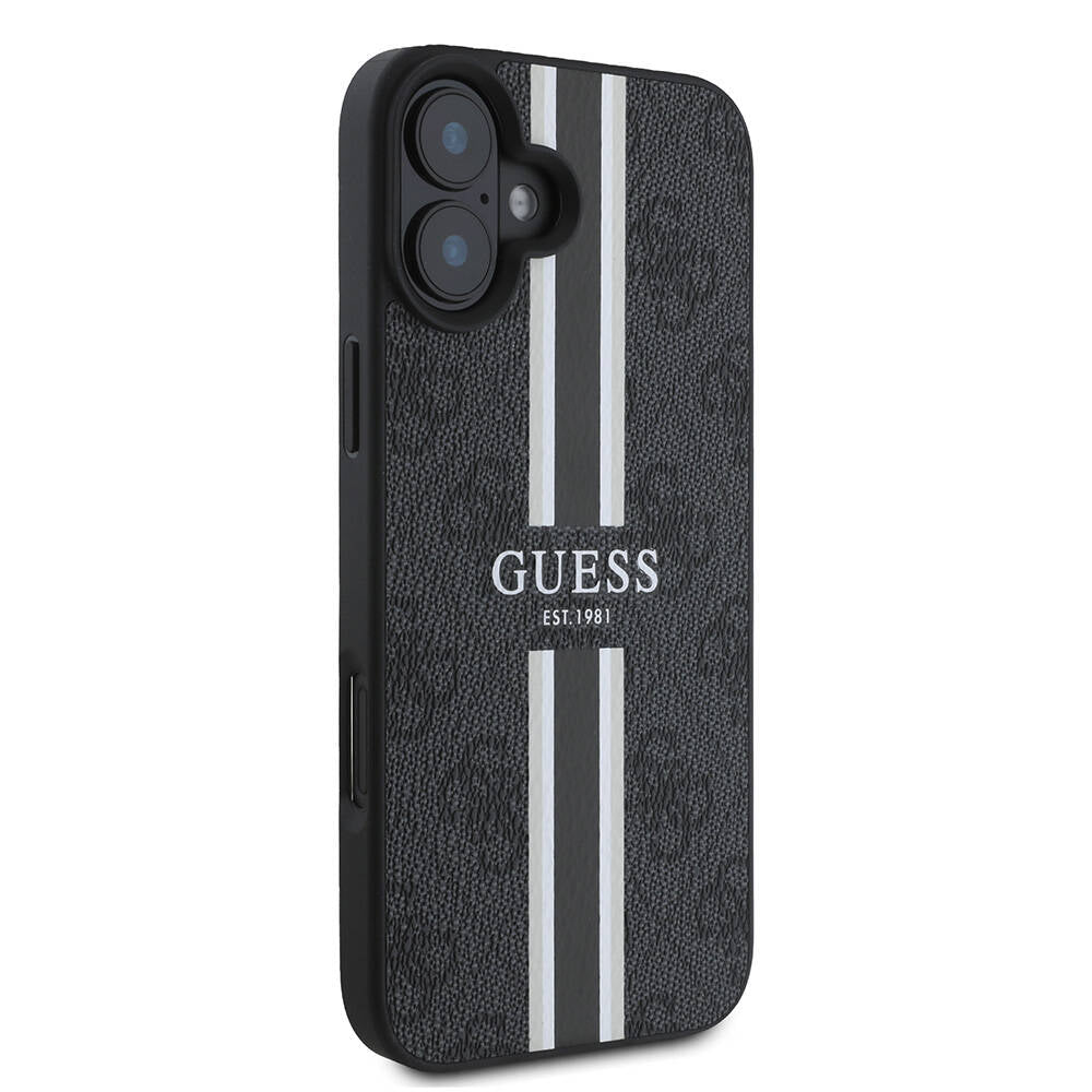 Θήκη MagSafe για Apple iPhone 16 Plus, Guess, 4G Printed Stripes, Μαύρη