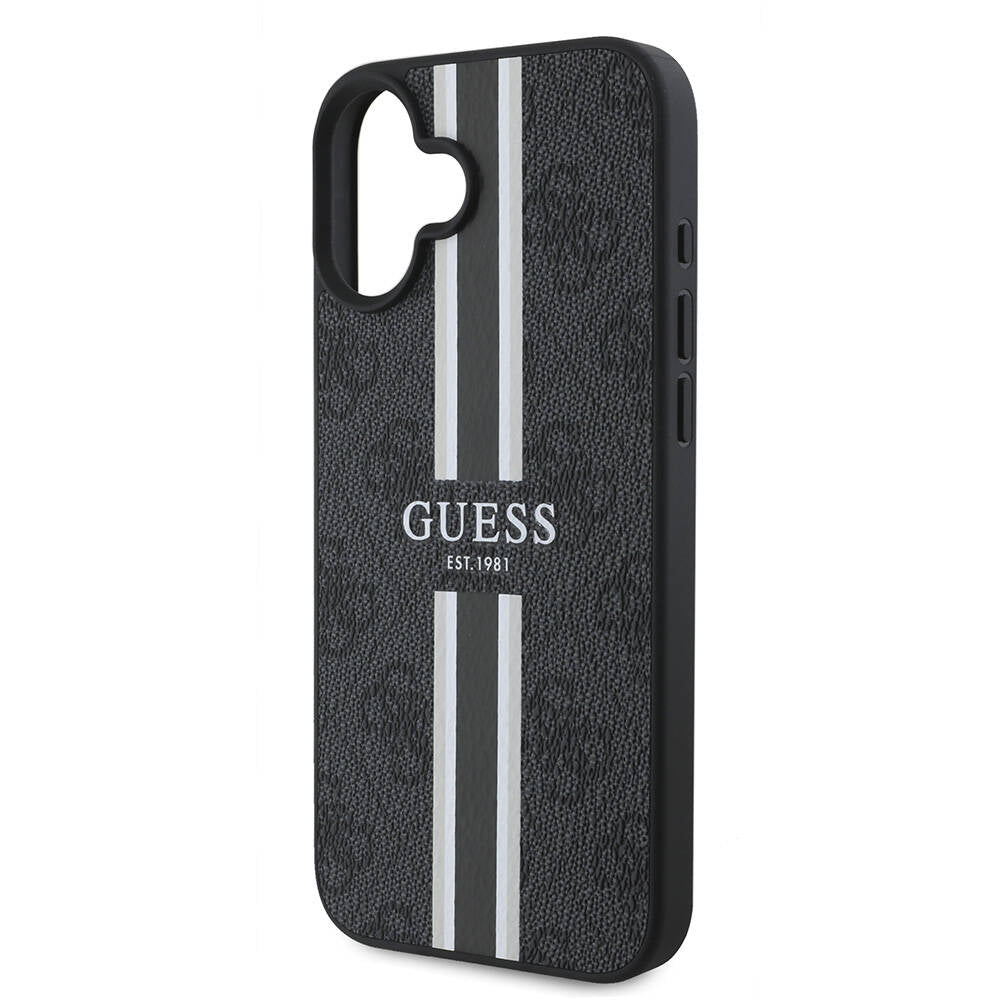 Θήκη MagSafe για Apple iPhone 16 Plus, Guess, 4G Printed Stripes, Μαύρη