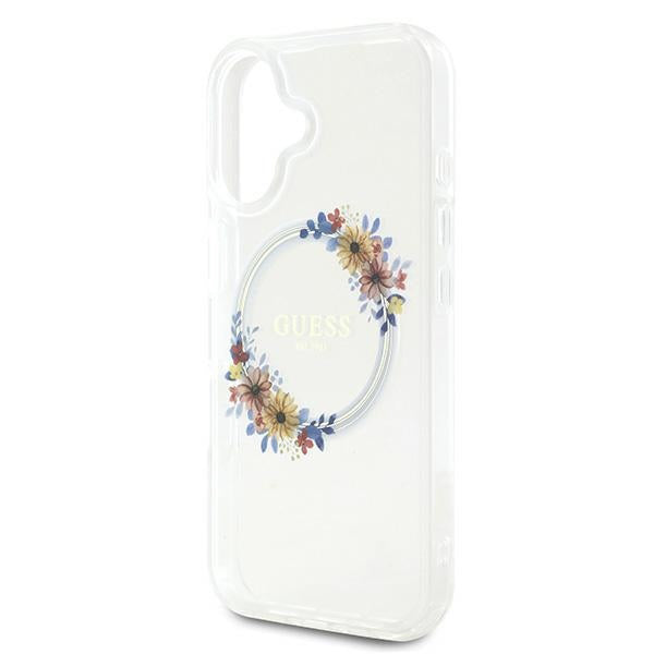 Θήκη MagSafe για Apple iPhone 16 Plus, Guess, IML Flowers Wreath, Διάφανη