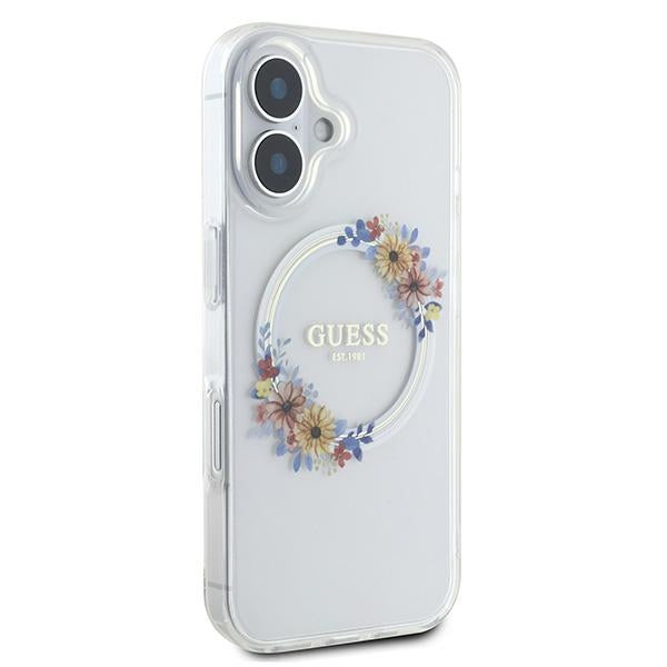 Θήκη MagSafe για Apple iPhone 16 Plus, Guess, IML Flowers Wreath, Διάφανη