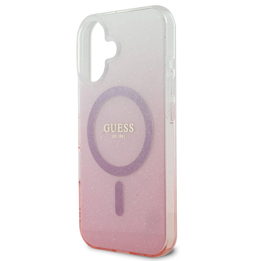 Θήκη MagSafe για Apple iPhone 16 Plus, Guess, IML Glitter Gradient, Ροζ