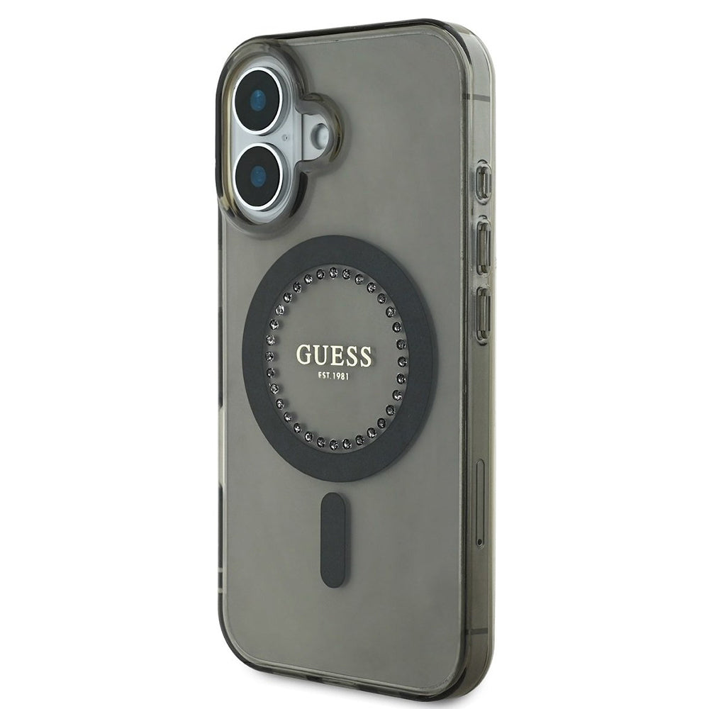 Θήκη MagSafe για Apple iPhone 16 Plus, Guess, IML Rhinestone, Μαύρη