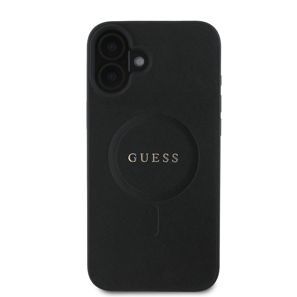 Θήκη MagSafe για Apple iPhone 16 Plus, Guess, Saffiano Classic Logo, Μαύρη