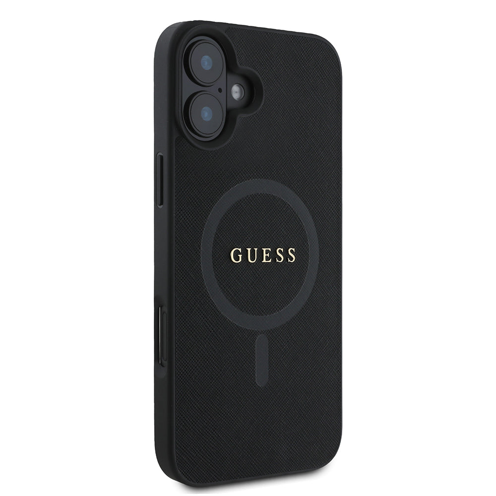 Θήκη MagSafe για Apple iPhone 16 Plus, Guess, Saffiano Classic Logo, Μαύρη