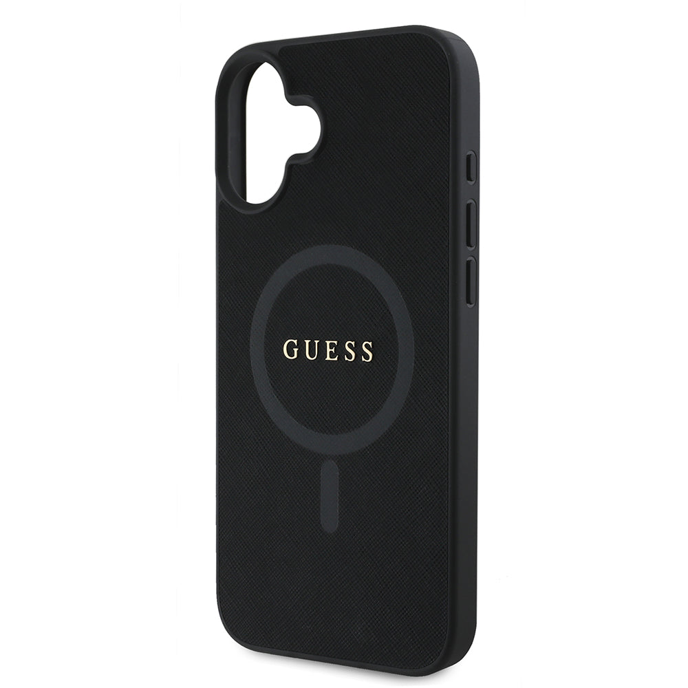 Θήκη MagSafe για Apple iPhone 16 Plus, Guess, Saffiano Classic Logo, Μαύρη
