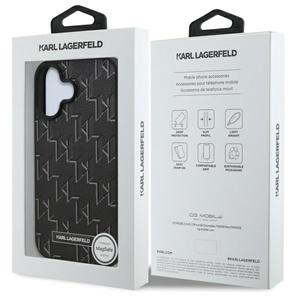 Θήκη MagSafe για Apple iPhone 16 Plus, Karl Lagerfeld, Hot Stamp, Μαύρη