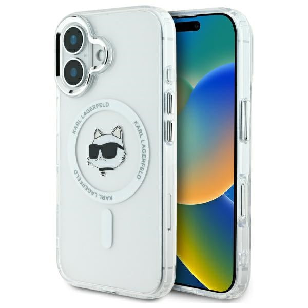 Θήκη MagSafe για Apple iPhone 16 Plus, Karl Lagerfeld, IML Metal Choupette's Head, Λευκή