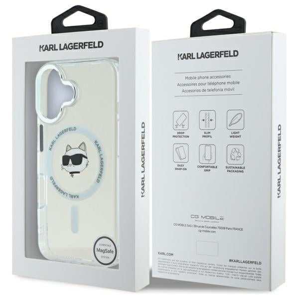 Θήκη MagSafe για Apple iPhone 16 Plus, Karl Lagerfeld, IML Metal Choupette's Head, Λευκή
