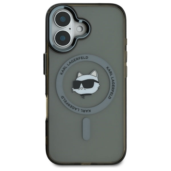 Θήκη MagSafe για Apple iPhone 16 Plus, Karl Lagerfeld, IML Metal Choupette's Head, Μαύρη