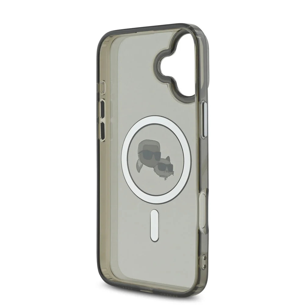 Θήκη MagSafe για Apple iPhone 16 Plus, Karl Lagerfeld, IML Metal Karl & Choupette's Heads, Μαύρη