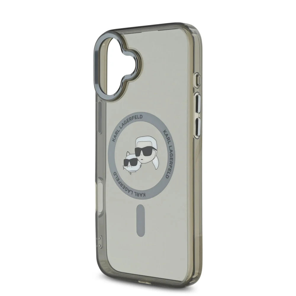 Θήκη MagSafe για Apple iPhone 16 Plus, Karl Lagerfeld, IML Metal Karl & Choupette's Heads, Μαύρη