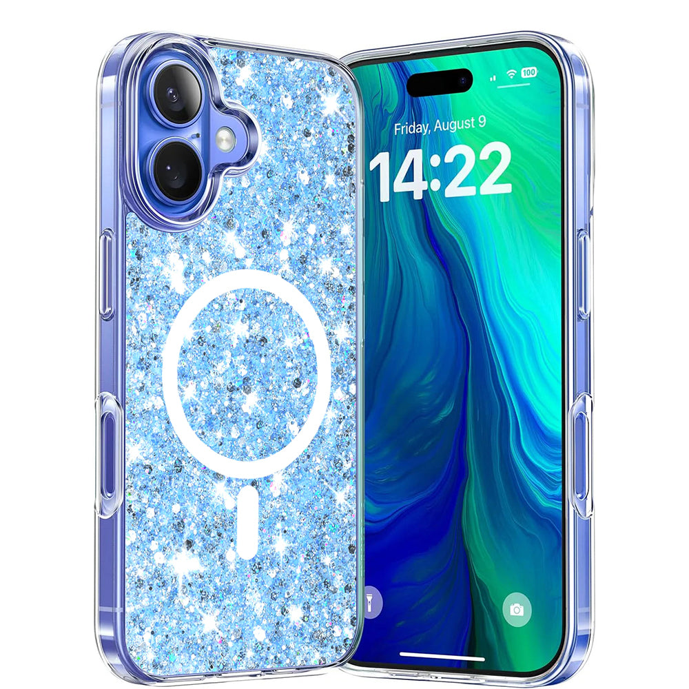 Θήκη MagSafe για Apple iPhone 16 Plus, Techsuit, Sparkly Glitter, Μπλε