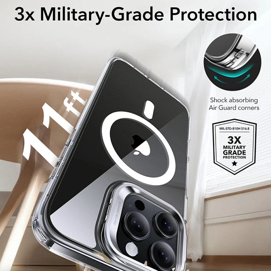 Θήκη MagSafe για Apple iPhone 16 Pro, ESR, Classic Hybrid Kickstand, Διάφανο Γκρι