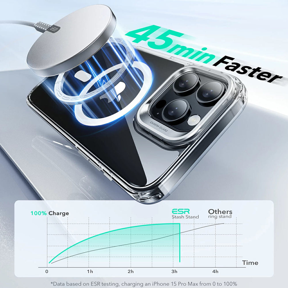 Θήκη MagSafe για Apple iPhone 16 Pro, ESR, Classic Hybrid Kickstand, Διάφανη Μαύρη
