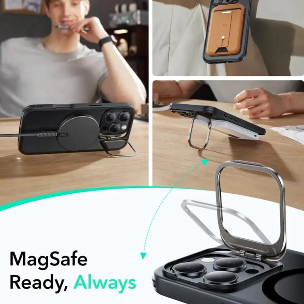 Θήκη MagSafe για Apple iPhone 16 Pro, ESR, Classic Hybrid Kickstand Slide, Ματ Μαύρη