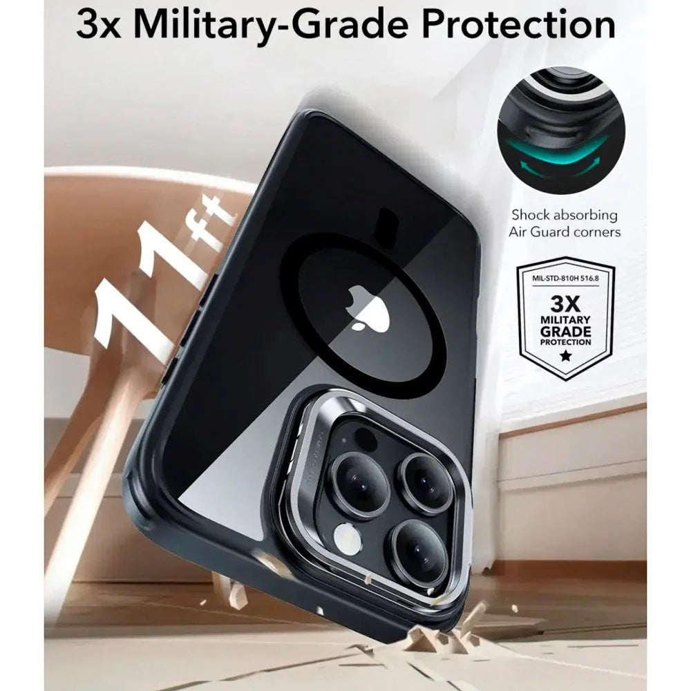 Θήκη MagSafe για Apple iPhone 16 Pro, ESR, Classic Hybrid Kickstand Slide, Διάφανη Μαύρη