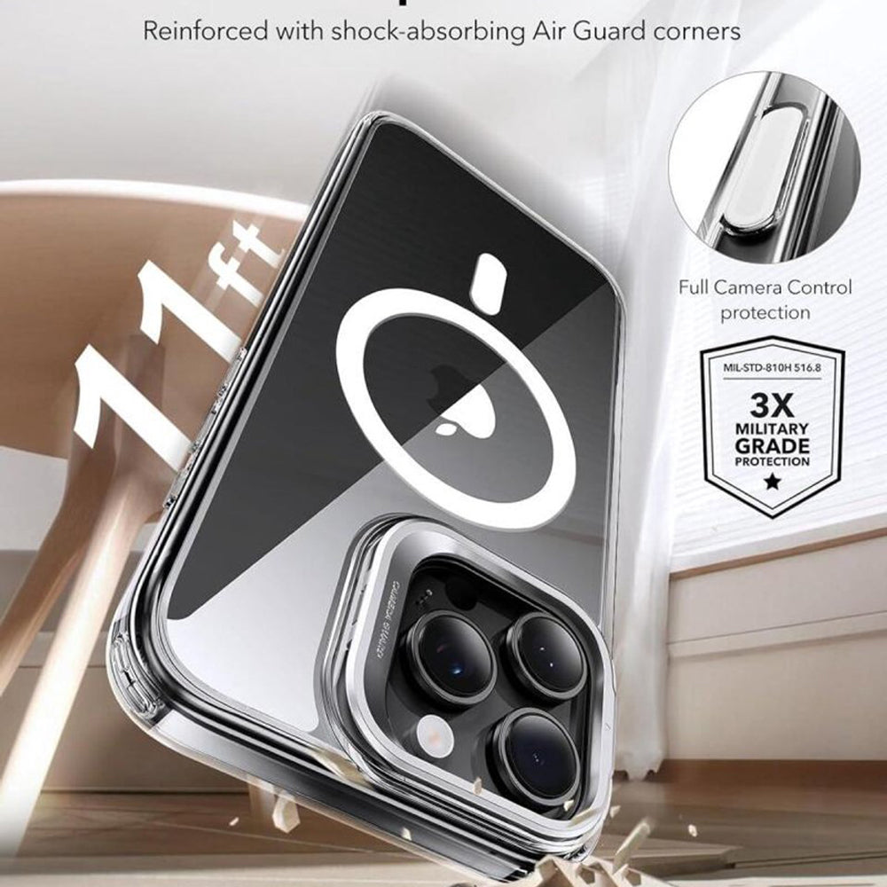 Θήκη MagSafe για Apple iPhone 16 Pro, ESR, Classic Hybrid Kickstand Slide, Διαφανής