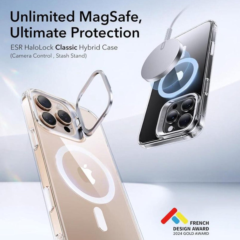 Θήκη MagSafe για Apple iPhone 16 Pro, ESR, Classic Hybrid Kickstand Slide, Διαφανής