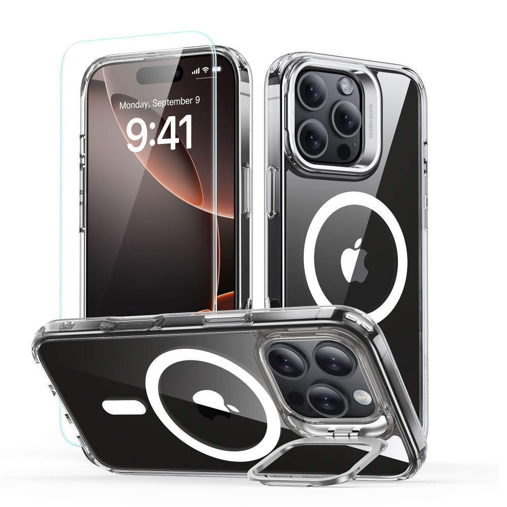 Θήκη MagSafe για Apple iPhone 16 Pro, ESR, Classic Hybrid Kickstand με Προστατευτικό Οθόνης, Διάφανη