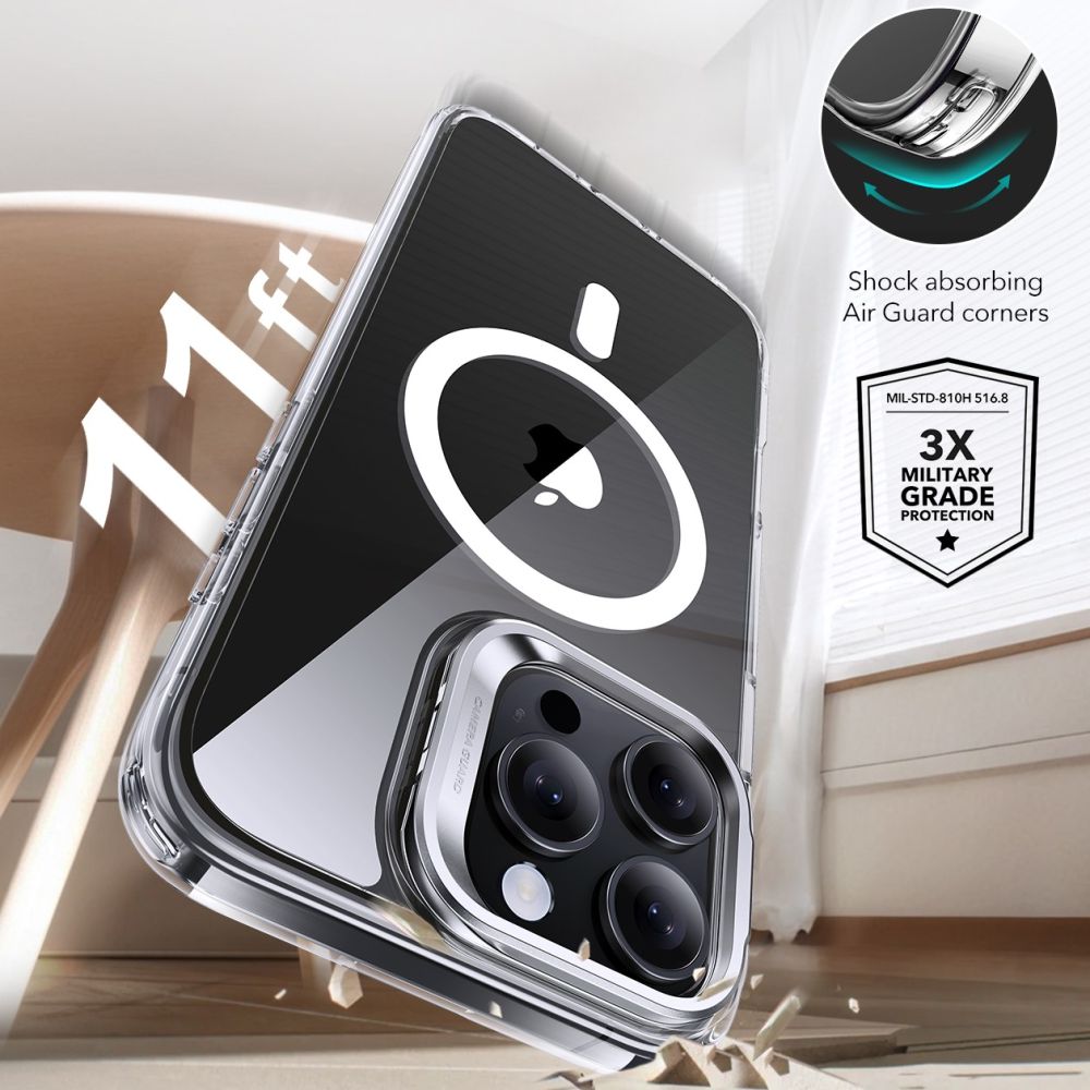 Θήκη MagSafe για Apple iPhone 16 Pro, ESR, Classic Hybrid Kickstand με Προστατευτικό Οθόνης, Διάφανη