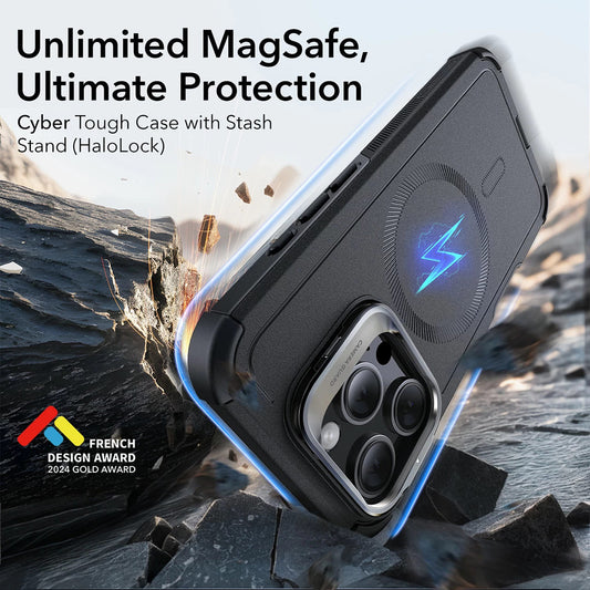 Θήκη MagSafe για Apple iPhone 16 Pro, ESR, Cyber Armor Kickstand, Γκρι