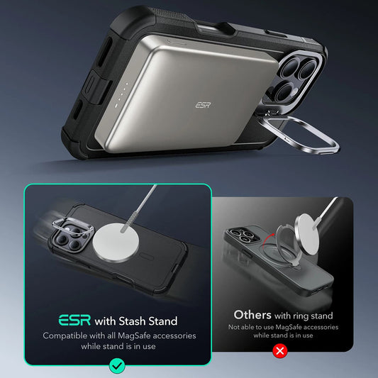 Θήκη MagSafe για Apple iPhone 16 Pro, ESR, Cyber Armor Kickstand, Μαύρη
