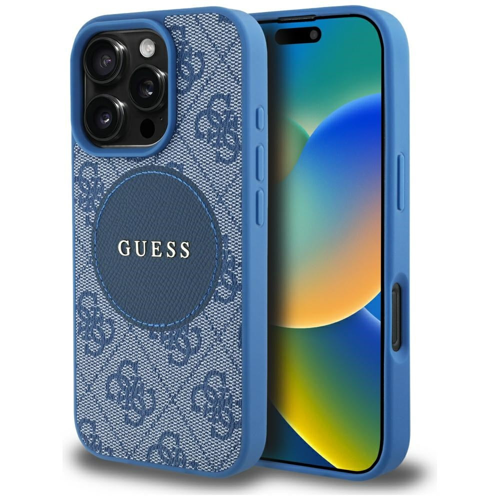 Θήκη MagSafe για Apple iPhone 16 Pro, Guess, 4G Circle Classic Logo, Μπλε