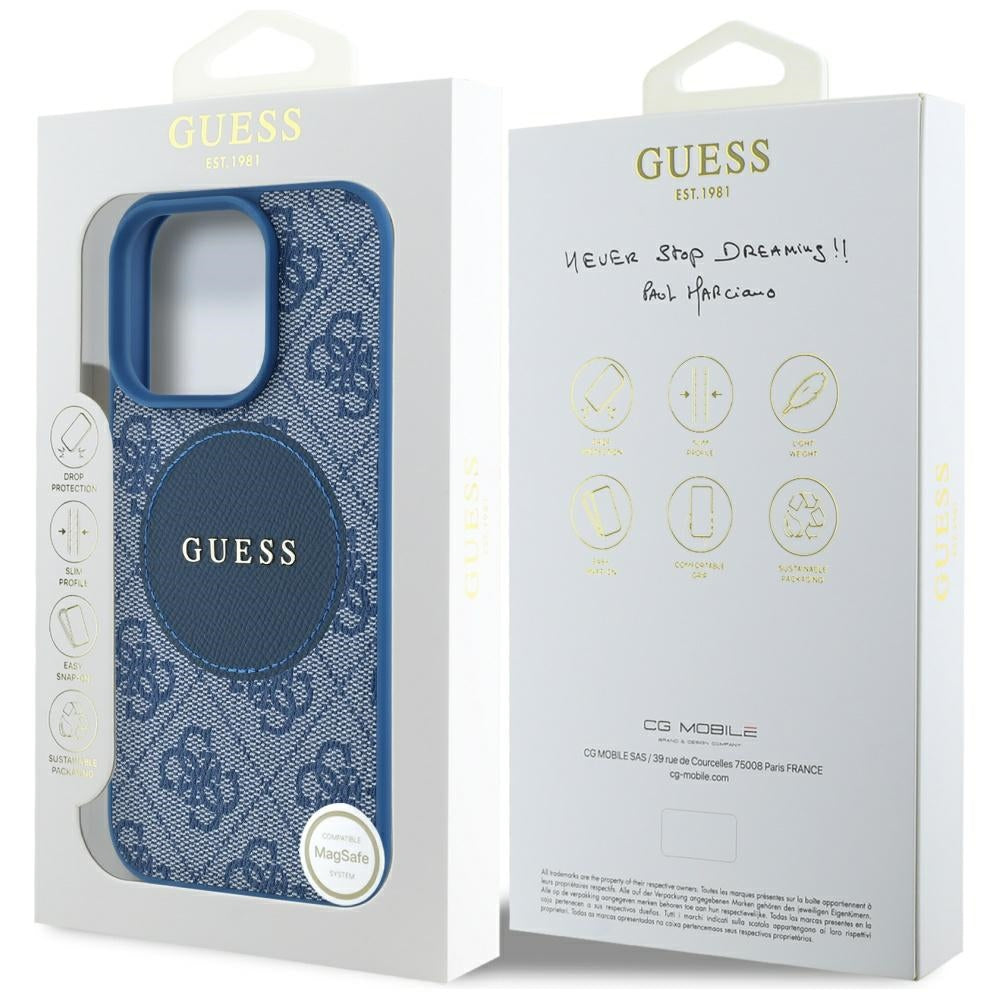 Θήκη MagSafe για Apple iPhone 16 Pro, Guess, 4G Circle Classic Logo, Μπλε