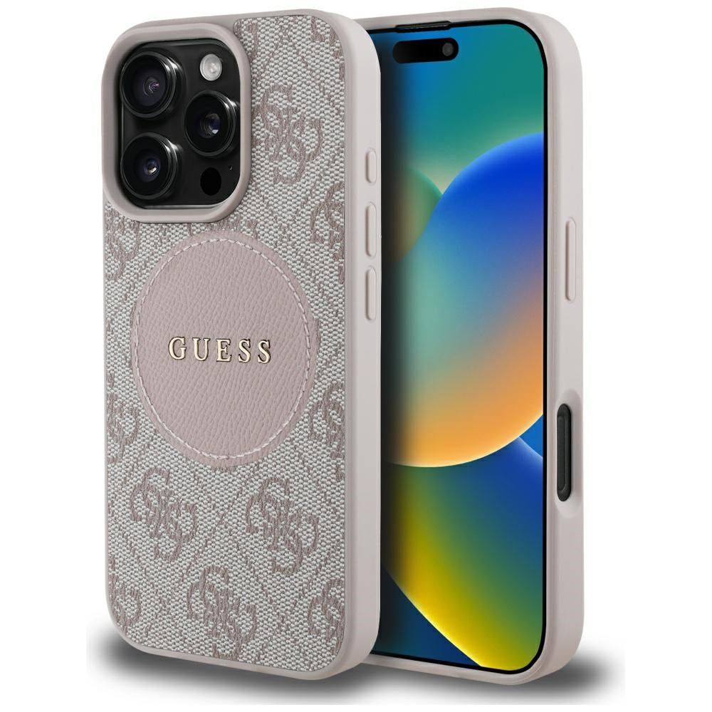 Θήκη MagSafe για Apple iPhone 16 Pro, Guess, 4G Circle Classic Logo, Ροζ