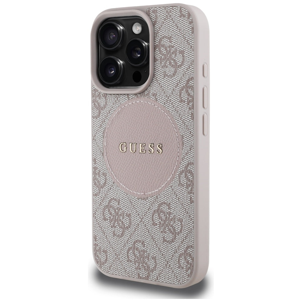 Θήκη MagSafe για Apple iPhone 16 Pro, Guess, 4G Circle Classic Logo, Ροζ