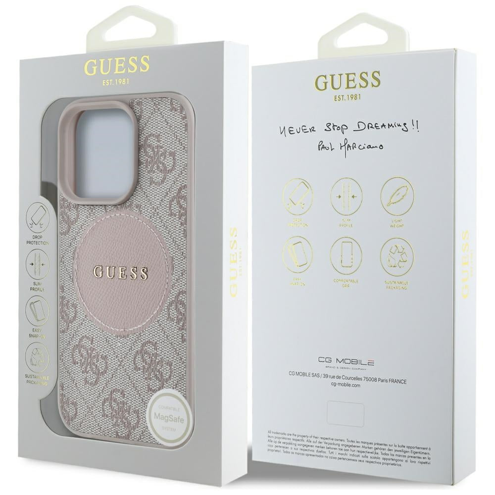 Θήκη MagSafe για Apple iPhone 16 Pro, Guess, 4G Circle Classic Logo, Ροζ