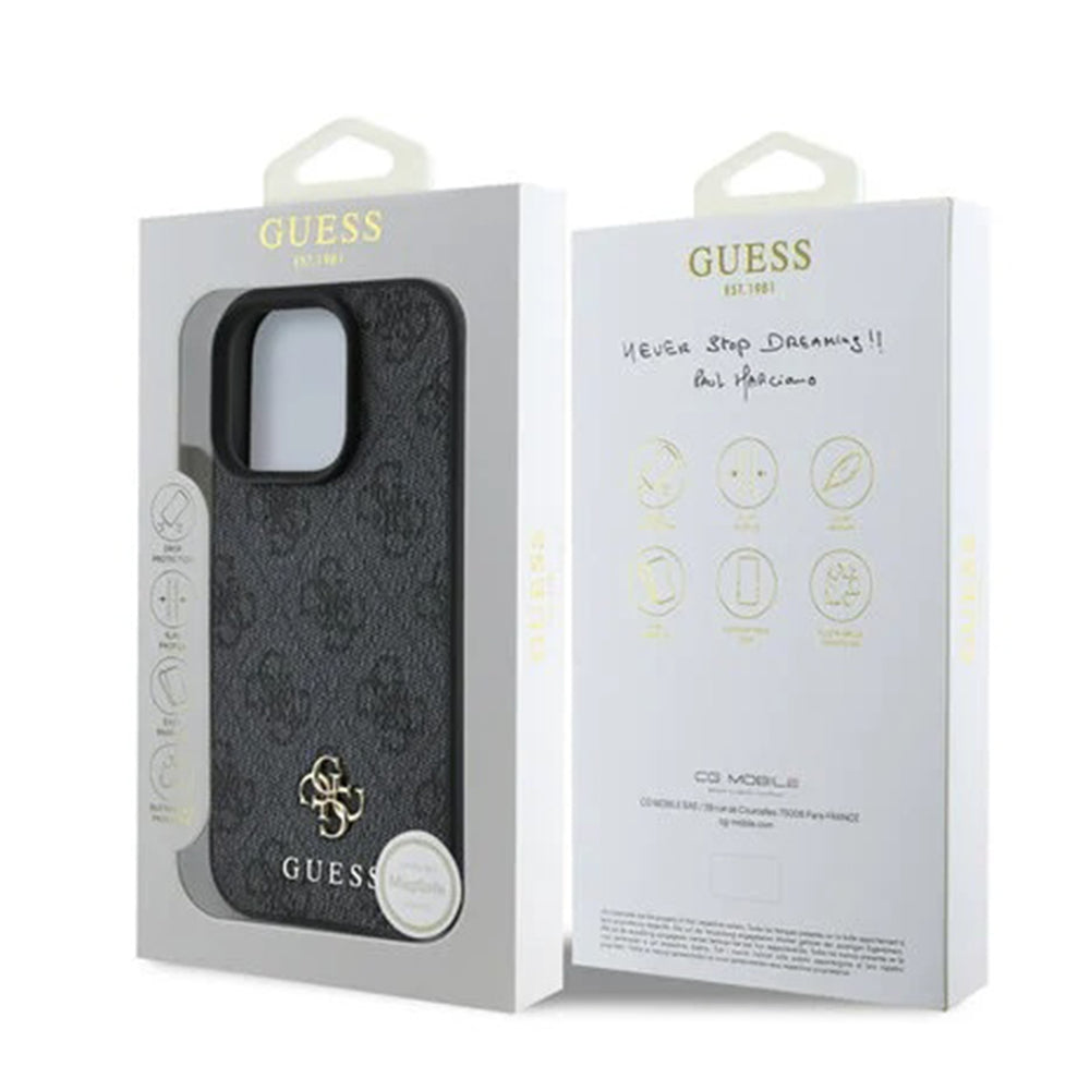 MagSafe Case for Apple iPhone 16 Pro, Guess, 4G Classic, Black