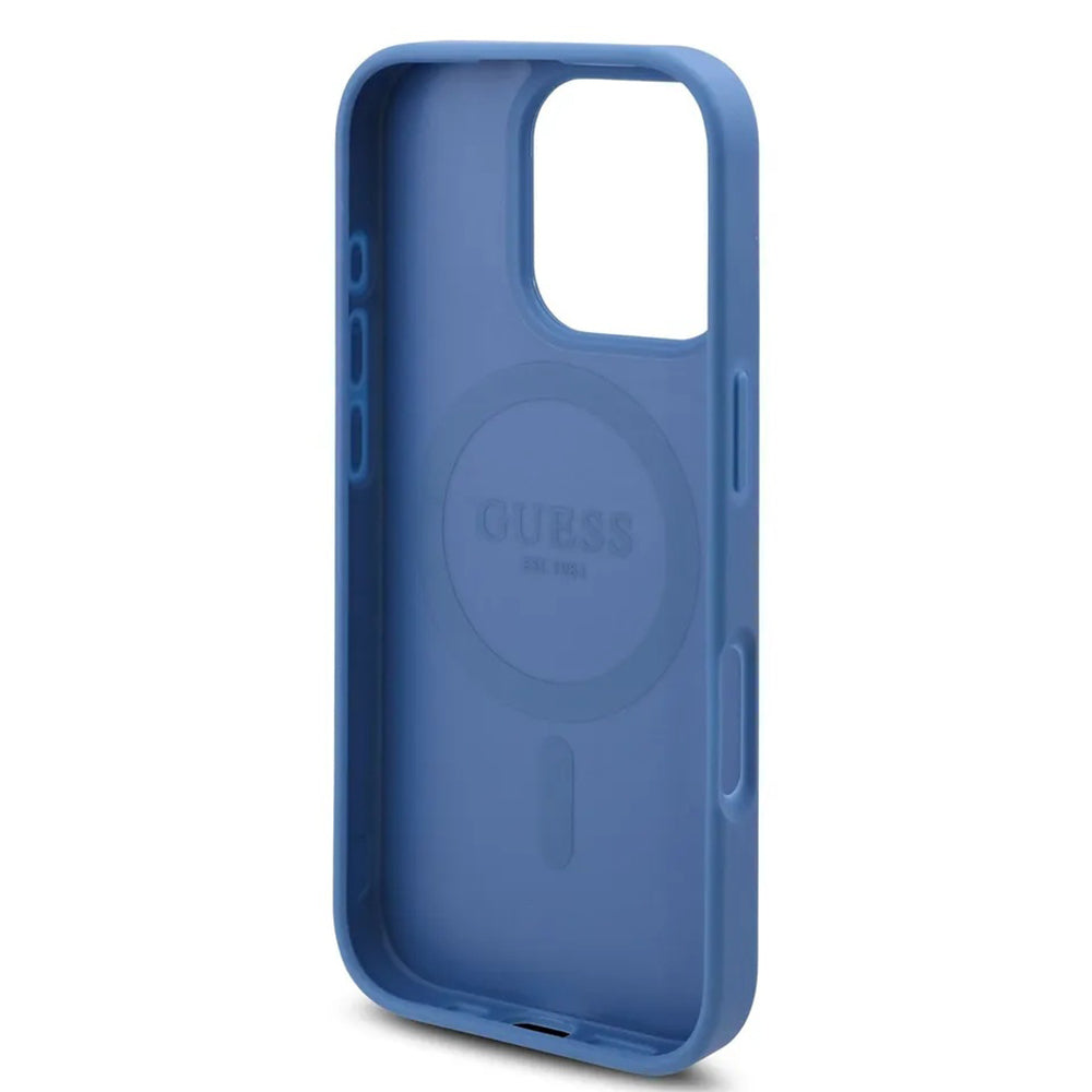 Θήκη MagSafe για Apple iPhone 16 Pro, Guess, 4G Flowers Print, Μπλε