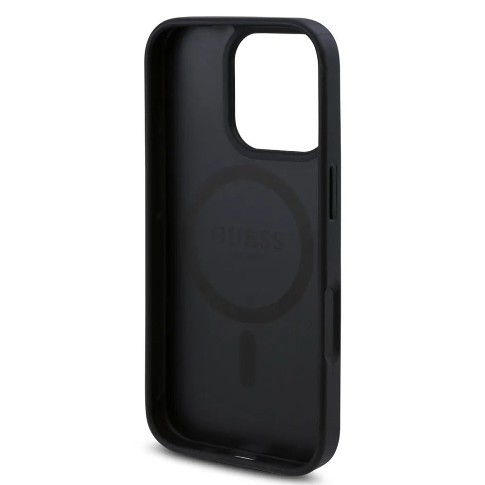 Θήκη MagSafe για Apple iPhone 16 Pro, Guess, 4G Flowers Print, Μαύρη