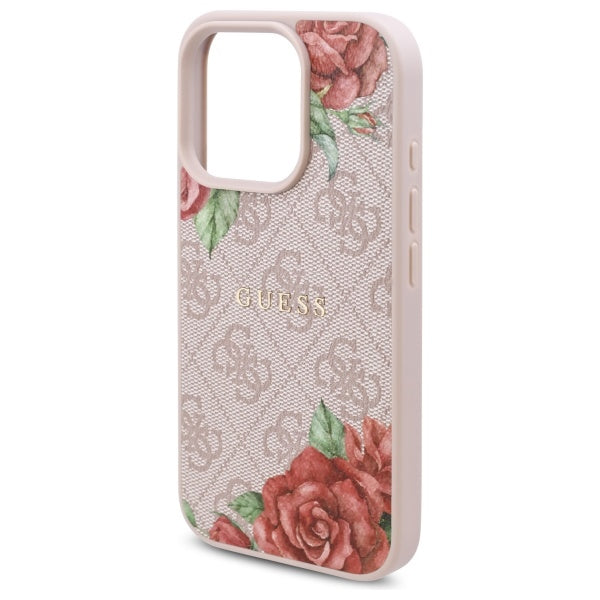 Θήκη MagSafe για Apple iPhone 16 Pro, Guess, 4G Flowers Print, Ροζ