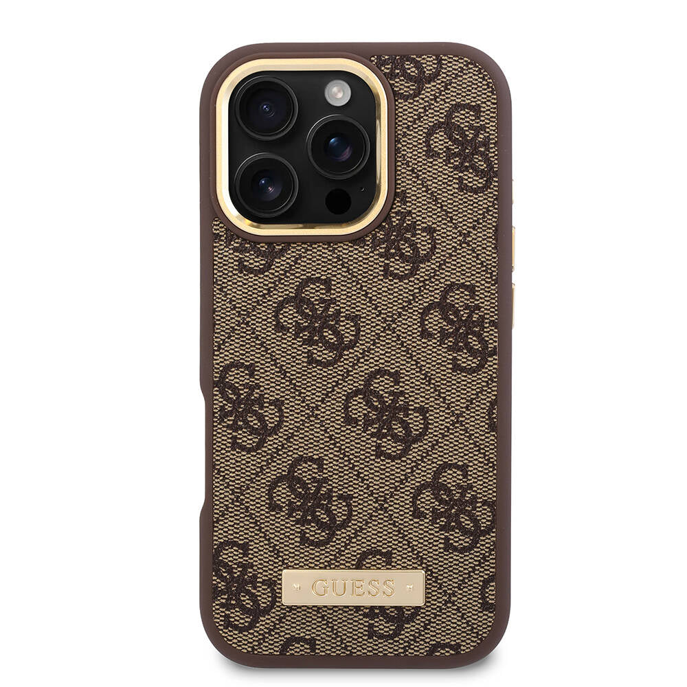 Θήκη MagSafe για Apple iPhone 16 Pro, Guess, 4G Logo Plate, Μπλε