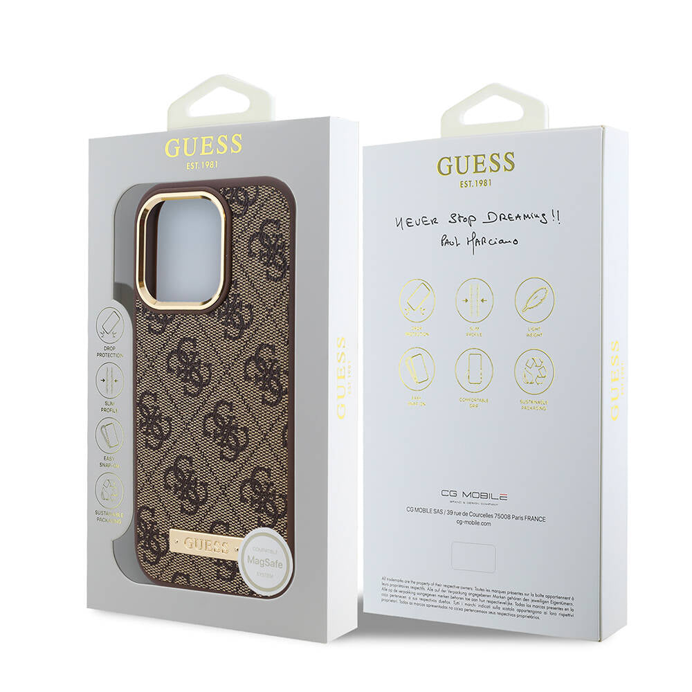 Θήκη MagSafe για Apple iPhone 16 Pro, Guess, 4G Logo Plate, Μπλε