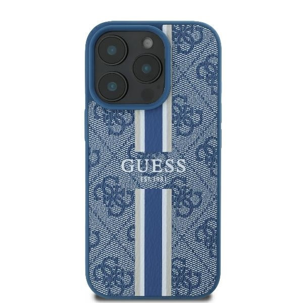 Θήκη MagSafe για Apple iPhone 16 Pro, Guess, 4G Printed Stripes, Μπλε