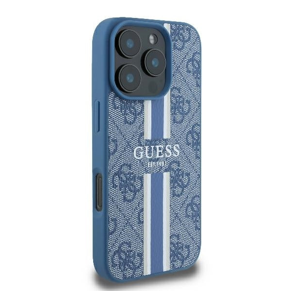 Θήκη MagSafe για Apple iPhone 16 Pro, Guess, 4G Printed Stripes, Μπλε