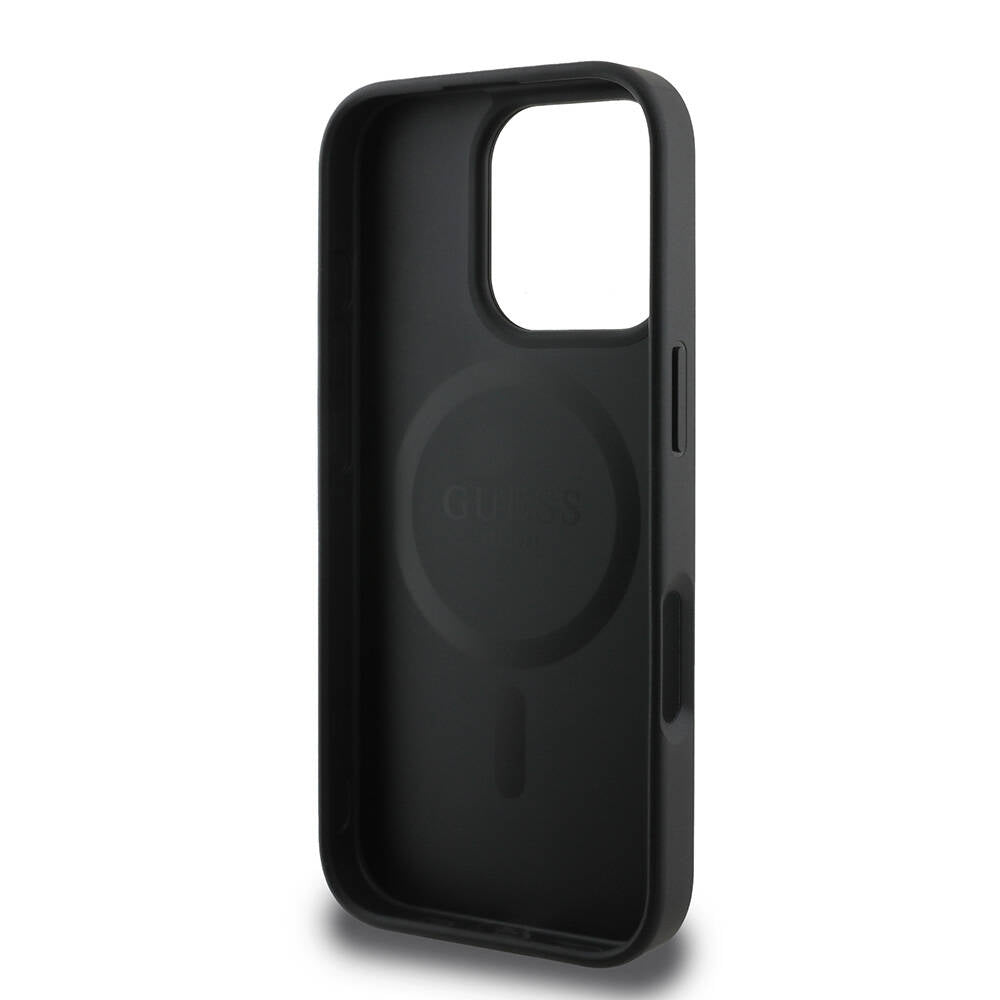 Θήκη MagSafe για Apple iPhone 16 Pro, Guess, 4G Printed Stripes, Μαύρη