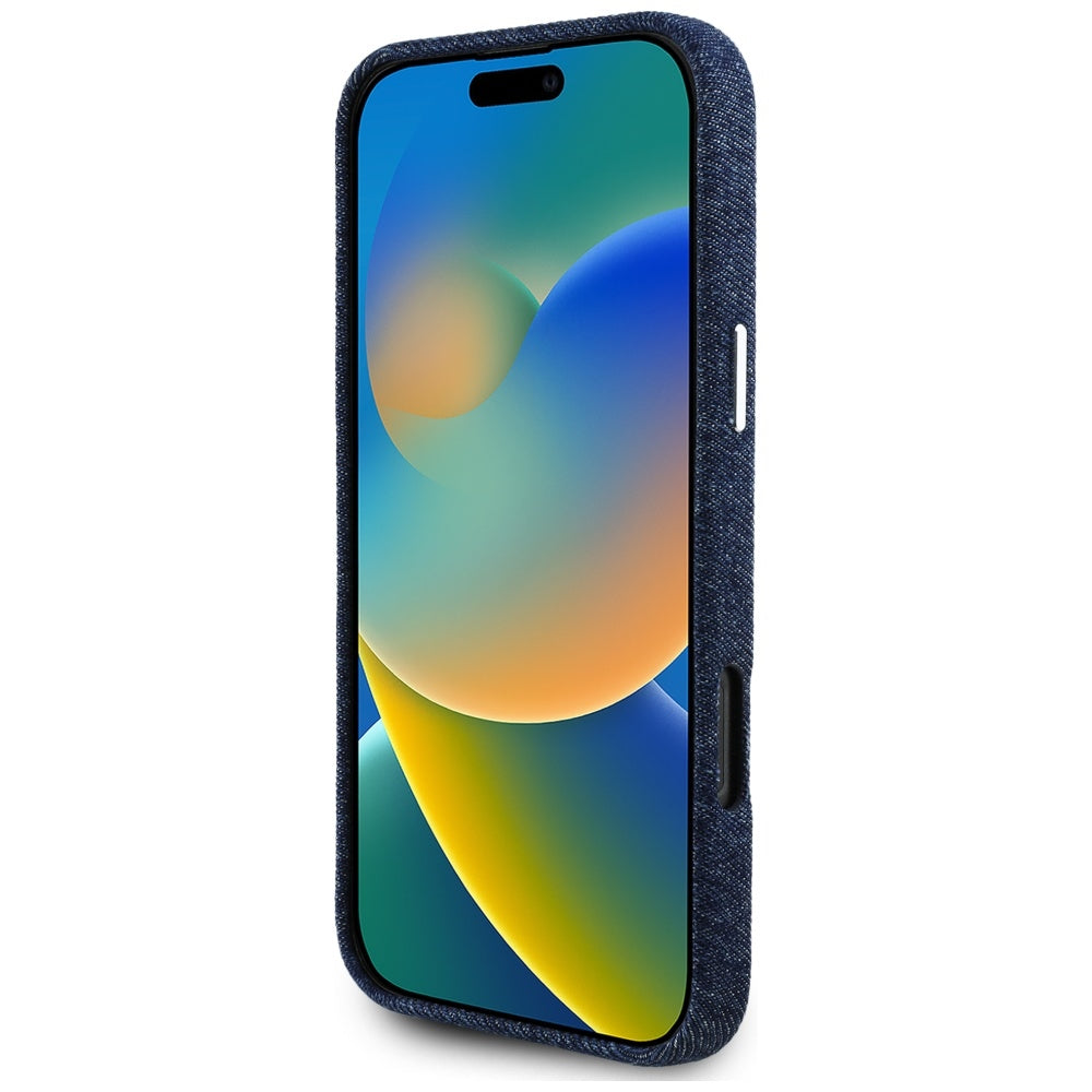 Θήκη MagSafe για Apple iPhone 16 Pro, Guess, Denim Triangle Logo, Μπλε