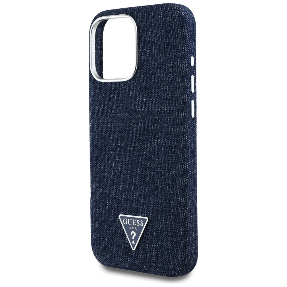 Θήκη MagSafe για Apple iPhone 16 Pro, Guess, Denim Triangle Logo, Μπλε
