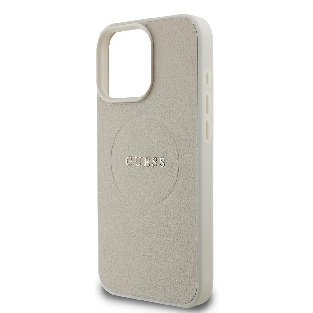 Θήκη MagSafe για Apple iPhone 16 Pro, Guess, Grained Gold Ring, Μπεζ