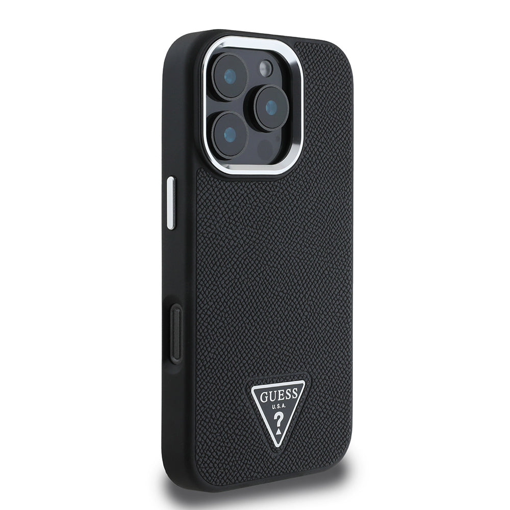 Θήκη MagSafe για Apple iPhone 16 Pro, Guess, Grained Triangle Logo, Μαύρη