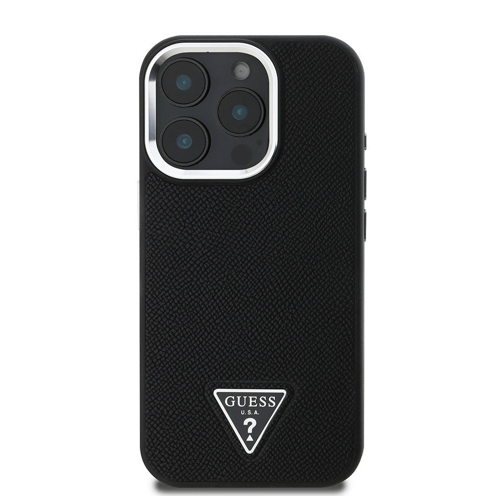 Θήκη MagSafe για Apple iPhone 16 Pro, Guess, Grained Triangle Logo, Μαύρη