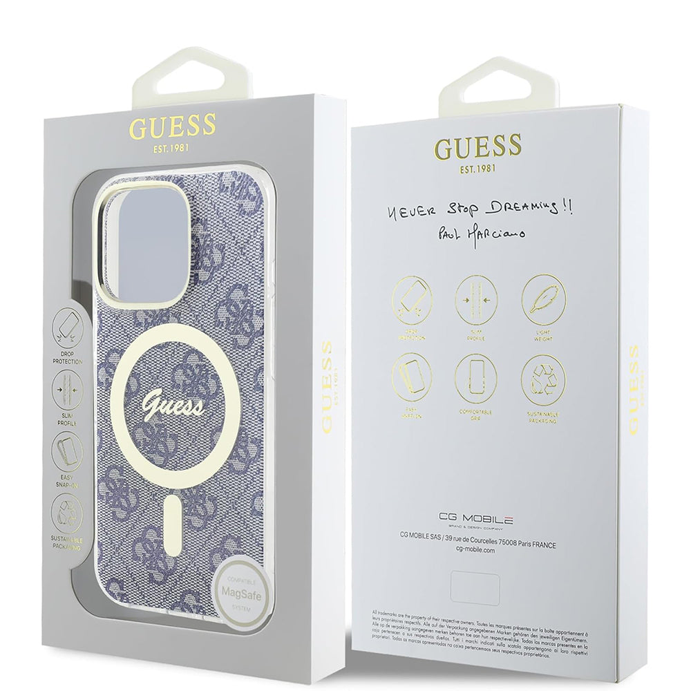 Θήκη MagSafe για Apple iPhone 16 Pro, Guess, IML 4G, Μπλε