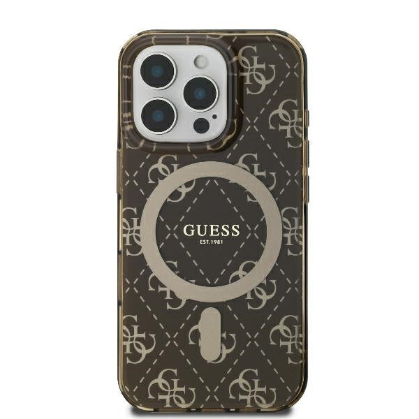 Θήκη MagSafe για Apple iPhone 16 Pro, Guess, IML 4G Background, Καφέ